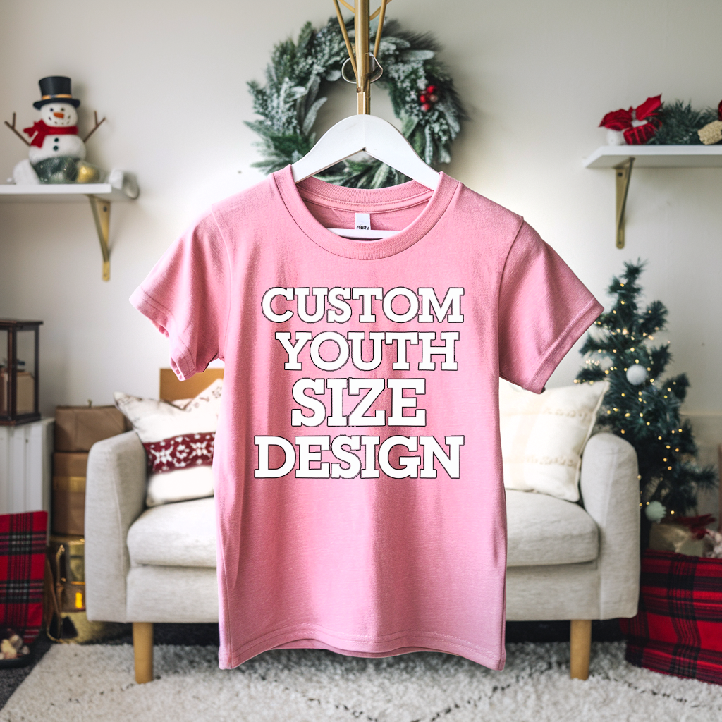 Custom Youth Tees, Pick any youth size and color Black, Grey and Pink. Send email of what design you want.